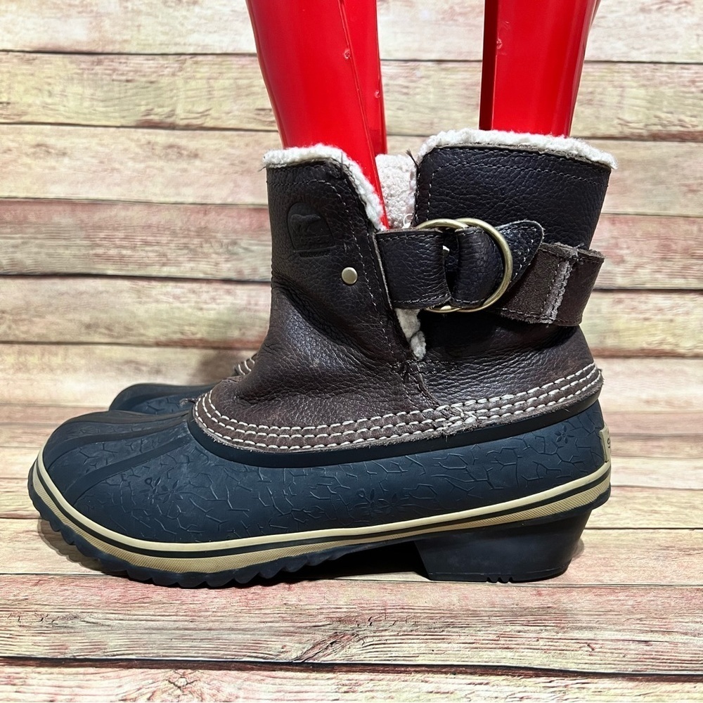 Sorel Brown Leather Fancy Li Shearling Ankle